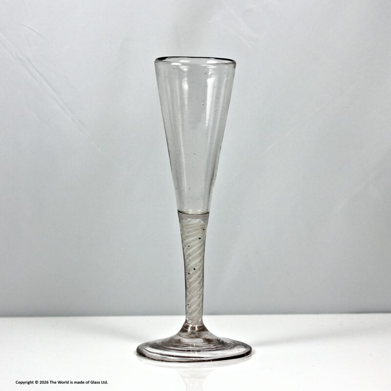 Georgian, Continental, tall double series opaque twist ratafia or ale glass