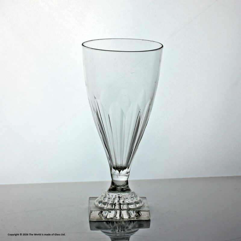 Georgian petal-flute moulded dwarf ale glass, lemon squeezer foot