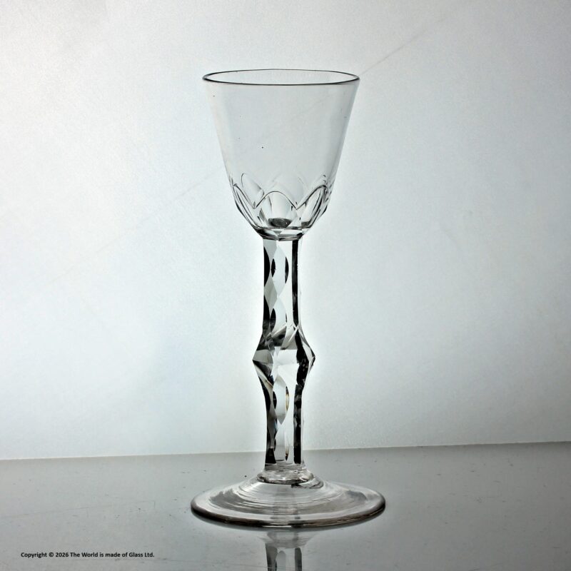 Georgian facet cut knopped stem wine glass