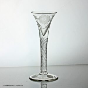 Georgian Jacobite engraved multi spiral air twist wine glass