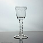 Georgian facet cut stem wine glass, bucket-shaped bowl