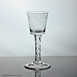 Georgian facet cut stem wine glass, bucket-shaped bowl