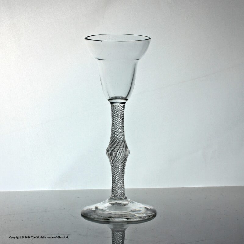 Georgian, English, multi spiral air twist wine glass, pan top bowl