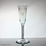 Georgian hop and barley engraved double series mercury air twist stem ale glass