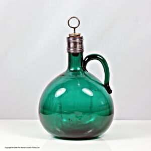 Victorian mouth-blown Bristol green flagon decanter