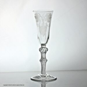 Georgian hop and barley engraved multi spiral air twist ale glass
