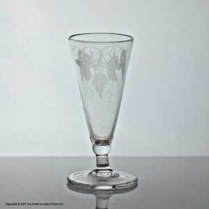 Georgian, English, hop and barley engraved dwarf ale glass