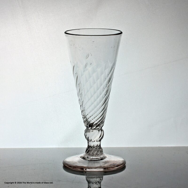 Georgian, English, wrythen-moulded dwarf ale glass