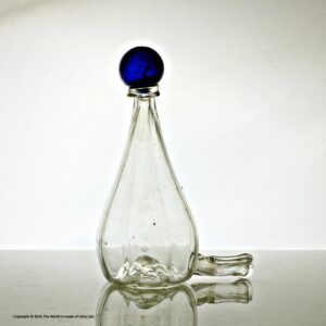 Victorian glass bird feeder, blue glass finial