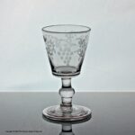 Georgian vine-engraved bucket bowl dram glass with folded foot