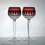 Pair of Waterford Crystal Clarendon Ruby pattern hock glasses