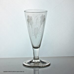 Georgian, English, hop & barley engraved plain stem ale glass