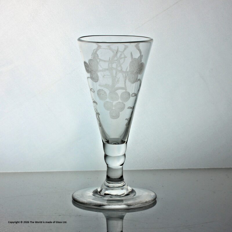 Victorian hop and barley engraved dwarf ale glass