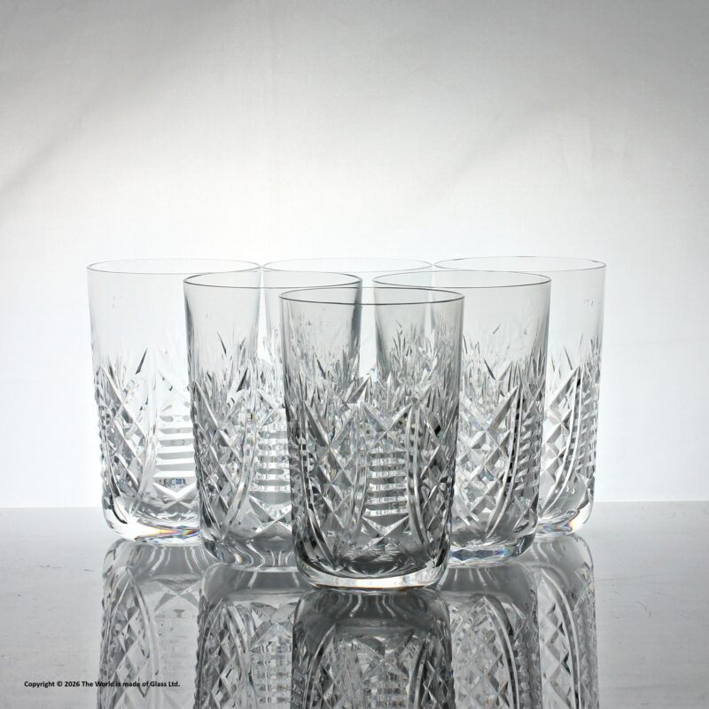 Set of six Waterford Crystal Clare pattern 10 oz (half pint) tumblers, boxed