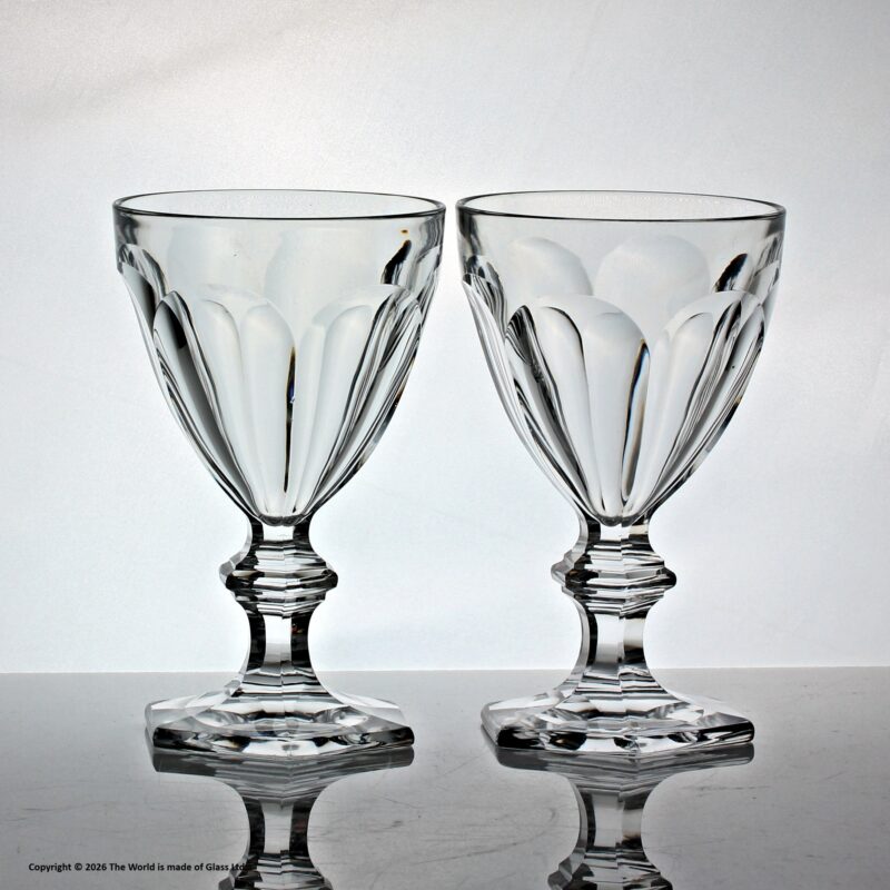 Pair of antique Baccarat Harcourt Versaille pattern wine goblets