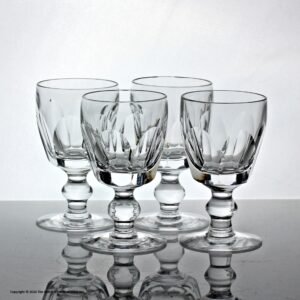 Set of four Waterford Crystal Kathleen pattern cut glass port glasses