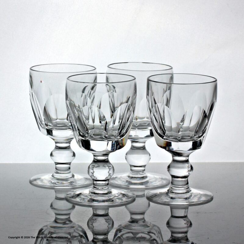 Set of four Waterford Crystal Kathleen pattern cut glass port glasses