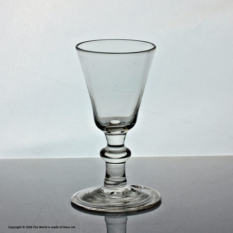 Georgian plain bucket bowl dram glass with folded foot