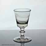 Georgian frond-engraved bucket bowl dram glass, folded foot