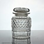 Georgian/Regency strawberry diamond cut glass cylindrical pickle jar and cover