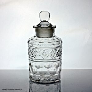 Early Victorian cut glass cylindrical pickle jar and cover
