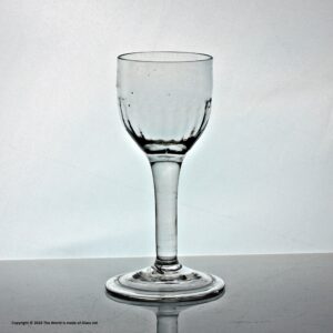 Georgian plain stem wine glass, fluted ovoid bowl