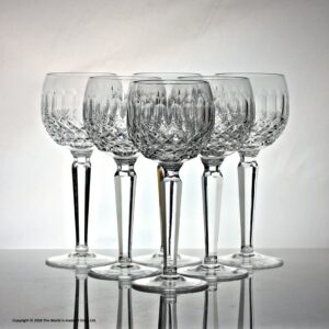 Set of six Waterford Crystal Colleen pattern hock glasses