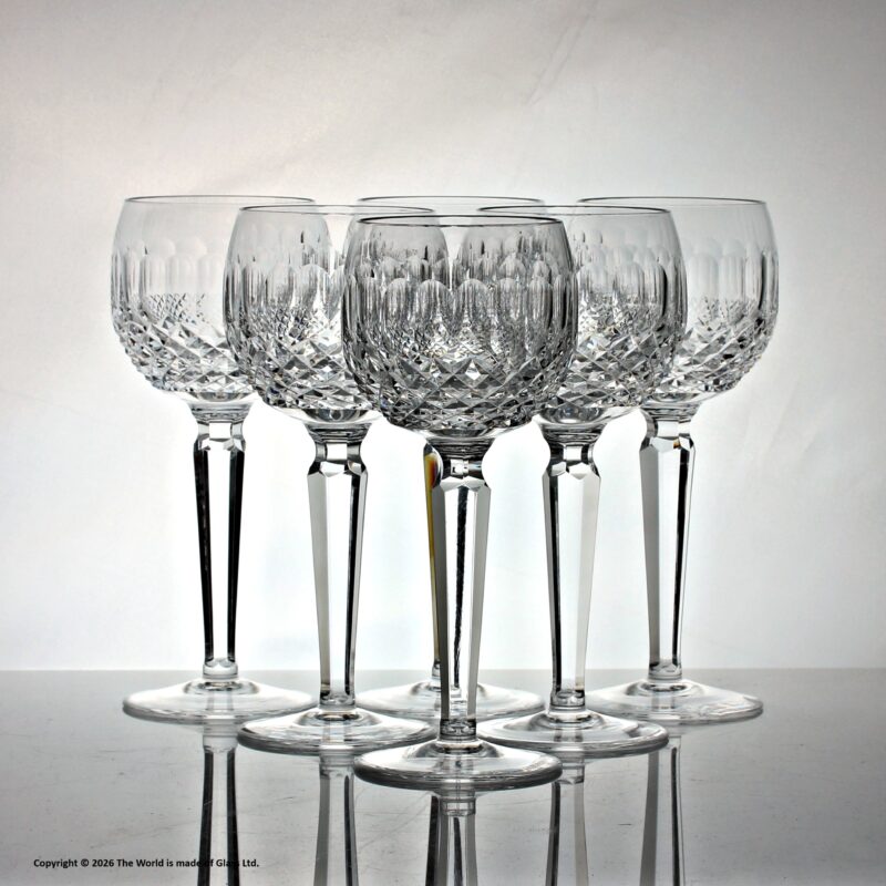 Set of six Waterford Crystal Colleen pattern hock glasses