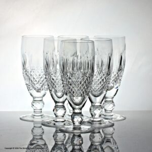 Set of six Waterford Crystal Colleen pattern champagne flutes