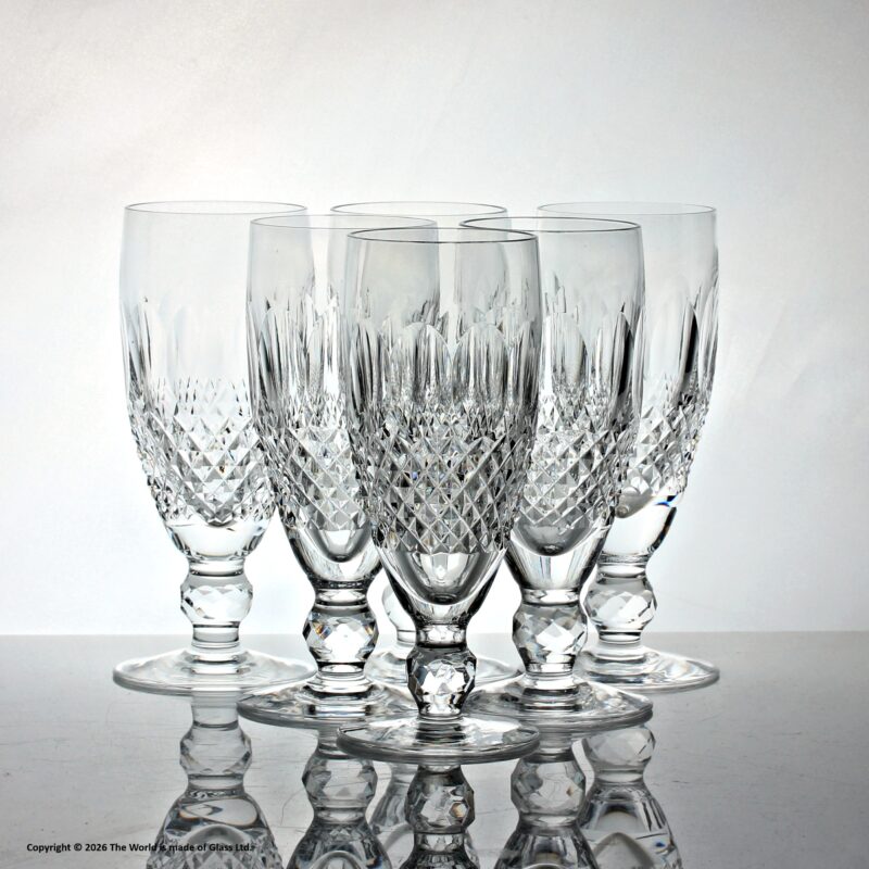 Set of six Waterford Crystal Colleen pattern champagne flutes