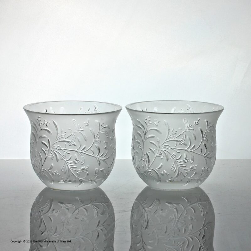 Pair of Lalique Rosemary tea-light holders