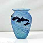 Small Malcolm Sutcliffe cameo glass vase, Dolphins