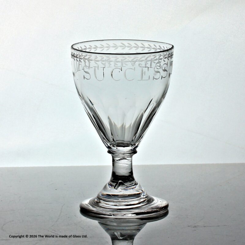 Victorian small engraved ovoid dram glass, "Success to Silver Dale"
