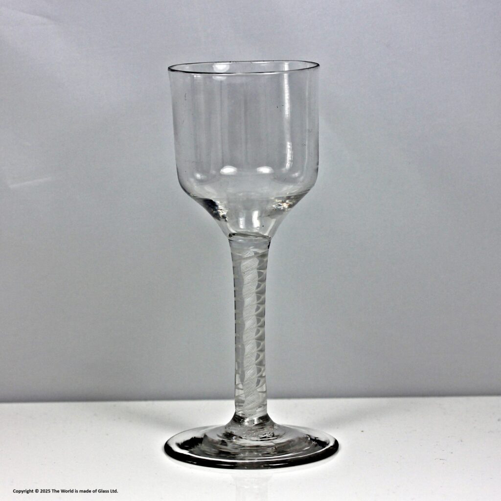 Georgian tall double series opaque twist wine glass, ogee bowl