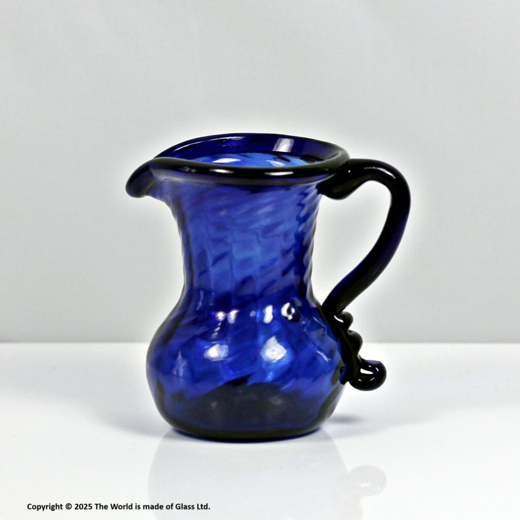 Georgian Sunderland blue wrythened glass cream jug