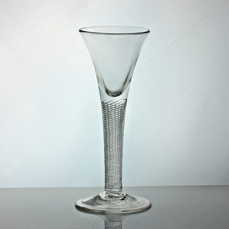 Georgian multi spiral air twist wine glass, trumpet bowl