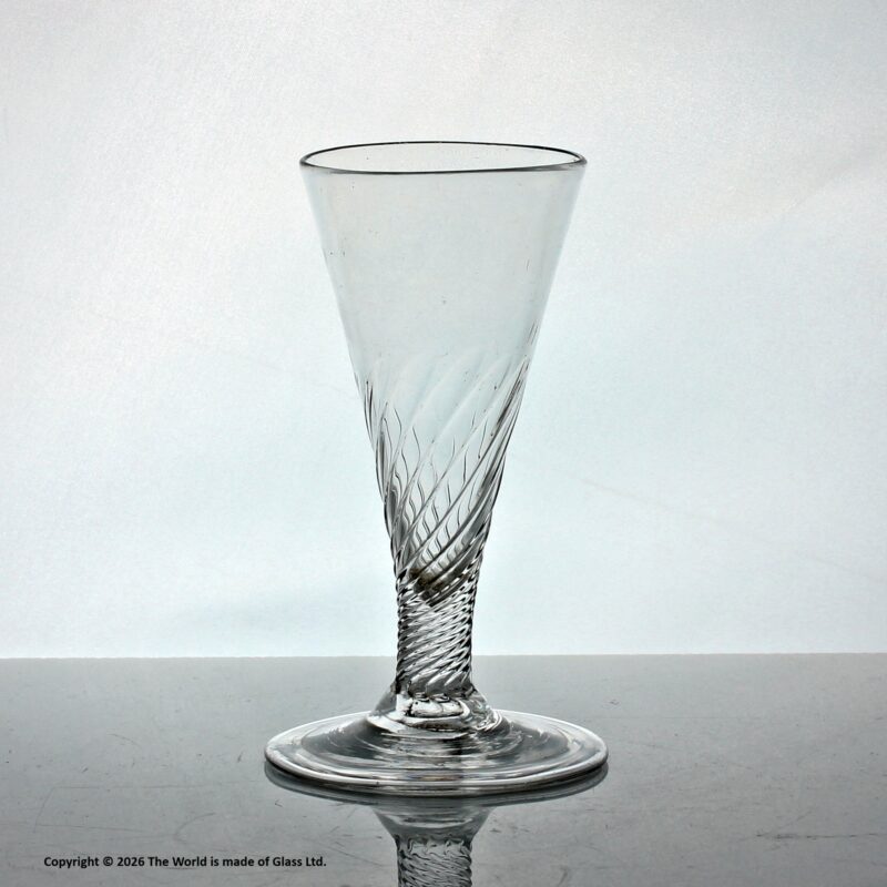 Georgian half wrythen-moulded dwarf ale glass, folded foot