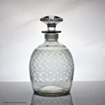 Edwardian mouth-blown pantograph-etched ovoid decanter