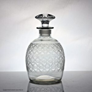 Edwardian mouth-blown pantograph-etched ovoid decanter