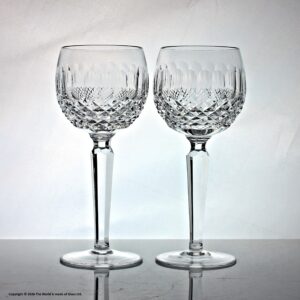 Pair of Waterford Crystal Colleen pattern hock glasses