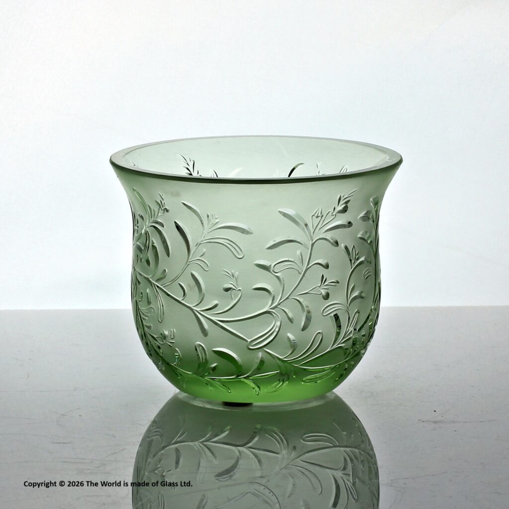 Lalique Rosemary pattern glass tea light or votive candle holder,