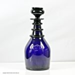William IV/early Victorian Bristol blue three ring decanter