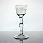 Georgian balustroid wine glass, engraved ogee bowl