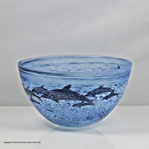 Malcolm Sutcliffe cameo glass bowl, Dolphins