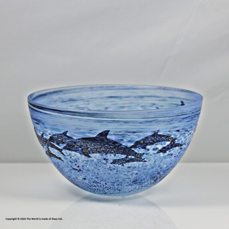 Malcolm Sutcliffe cameo glass bowl, Dolphins