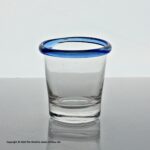 Georgian small clear glass tumbler, blue glass rim