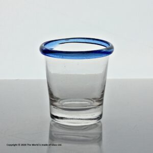 Georgian small clear glass tumbler, blue glass rim
