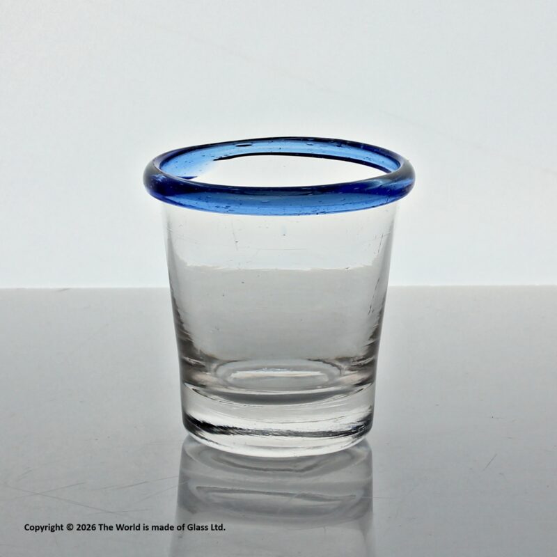 Georgian small clear glass tumbler, blue glass rim