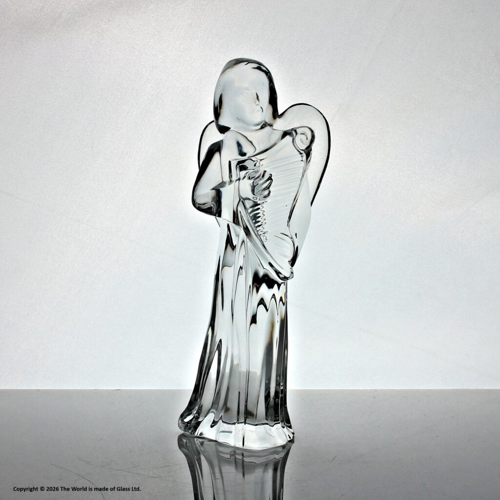 Baccarat lead crystal Angel figurine with harp or lyre, boxed