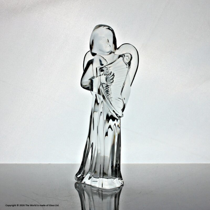 Baccarat lead crystal Angel figurine with harp or lyre, boxed